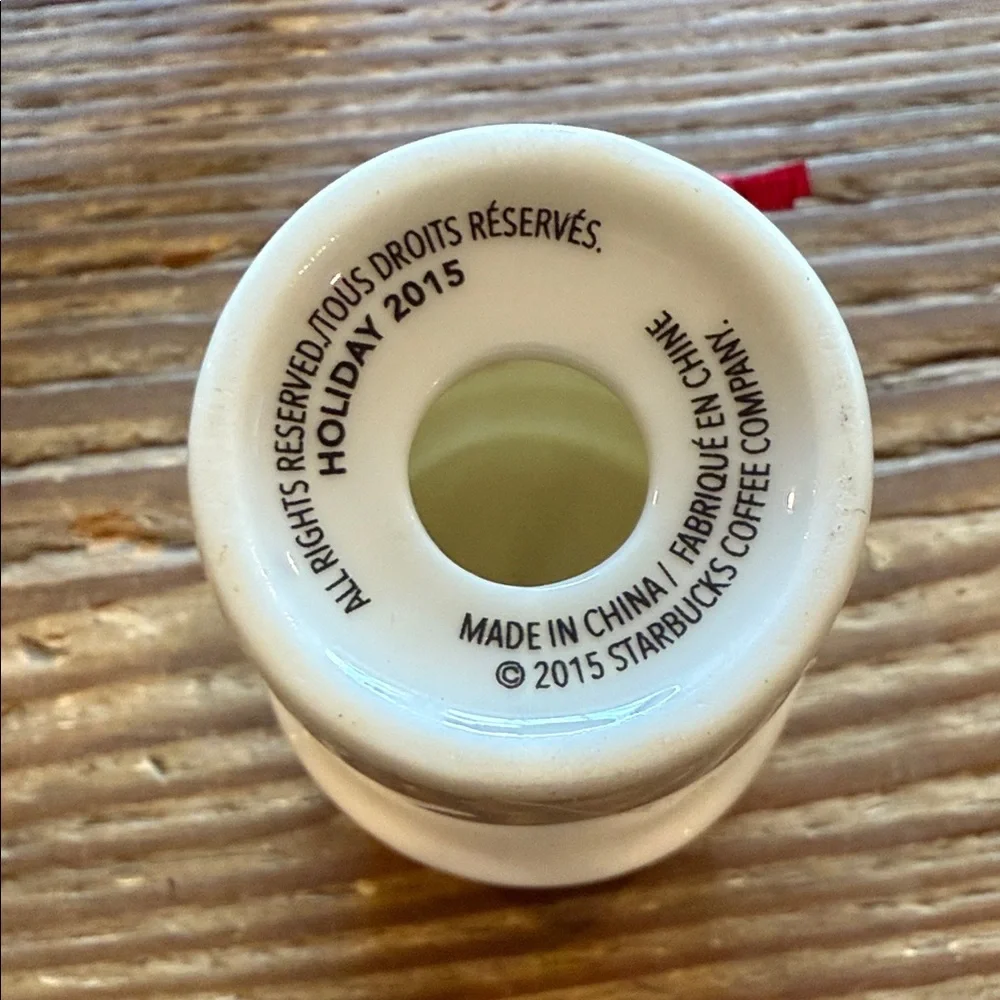 Starbucks White Ornament with Red Lips and XOXO